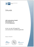 Urkunde Ausbildungsbetrieb 2011-08-05